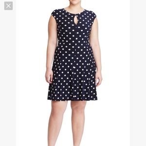 Ralph Lauren 22W Navy and White Midi Dress